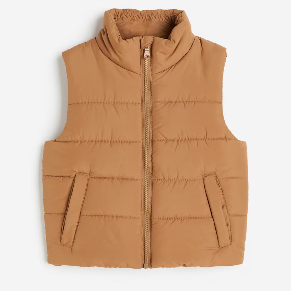 H&M, little kid’s puffer vest, tan, size 3/4